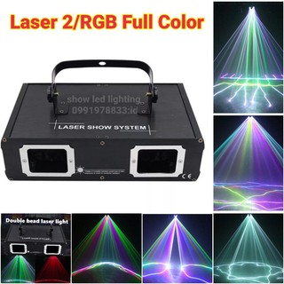 Laser 2/RGB Full Color  disco laser light ไฟเลเซอร์ดิสโก้ ไฟดิสโก้ ไฟเธค ไฟปาตี้ กระพริบตามจังหวะเพลง เสียงตามจังหวะ