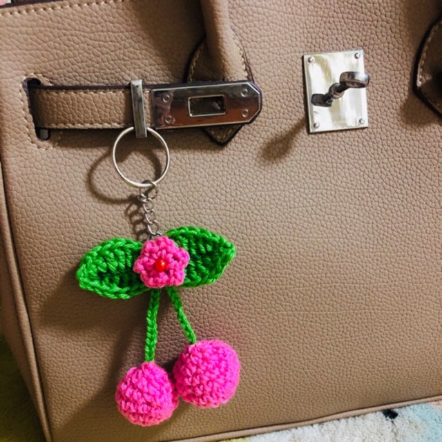 crochet-cherry-keychain