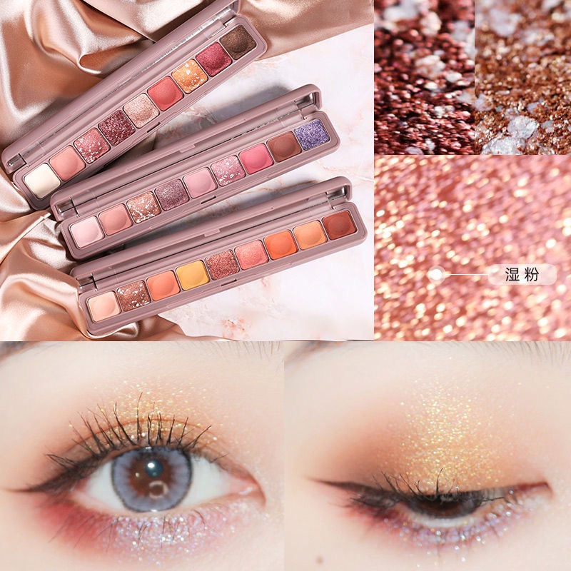 พร้อมส่ง-พาเลทอายแชโดว์-เนื้อแมตต์-กลิตเตอร์-เลื่อม-9-สี-กันน้ํา