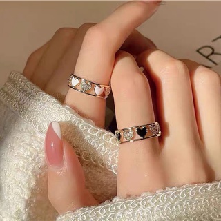 IFYOU แหวนนิ้วมือ ประดับเพชร รูปหัวใจ สีเงิน สไตล์เกาหลีวินเทจ เครื่องประดับ สําหรับผู้หญิง