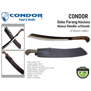 Condor Duku Parang Machete Walnut Handle w/Sheath {CTK425-16HC}