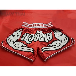 สินค้า THAIBOXING กางเกงมวยลายมวยไทย สีแดงลายกนก มาตรฐานสินค้า Otop Made in thailand