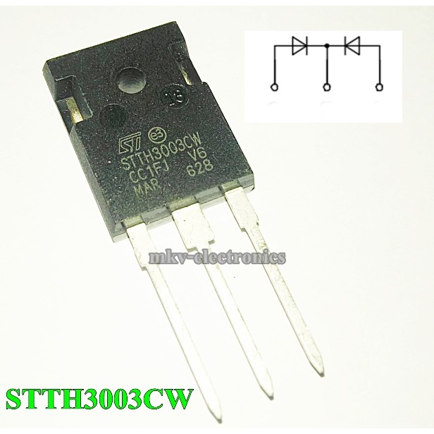 (1ตัว) STTH3003CW , Fast Recovery Diodes 300V 30A TO-247 (รหัสสินค้า ...