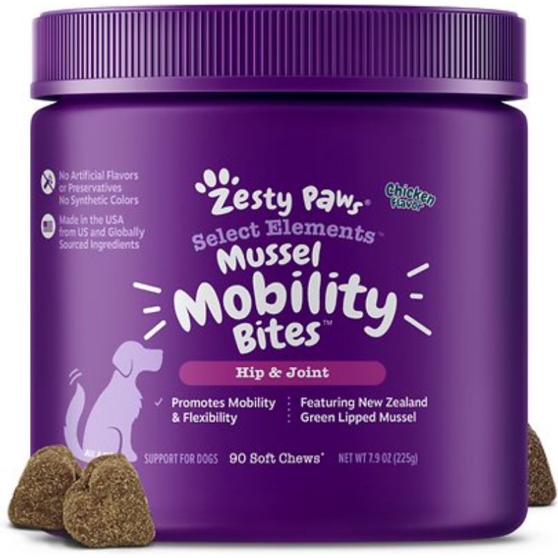 พร้อมส่ง-zesty-paws-select-elements-mussel-mobility-bites-รสไก่-หมวดบำรุงข้อ-สะโพก-สุนัข-90-ชิ้น