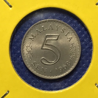 เหรียญเก่า#15513 ปี1968 มาเลเซีย 5 SEN เหรียญต่างประเทศ เหรียญหายาก น่าสะสม