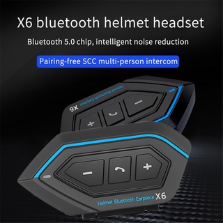 X6 ชุดหูฟังบลูทูธ 5.0 1500 MAh กันน้ํา สําหรับหมวกกันน็อค รถจักรยานยนต์