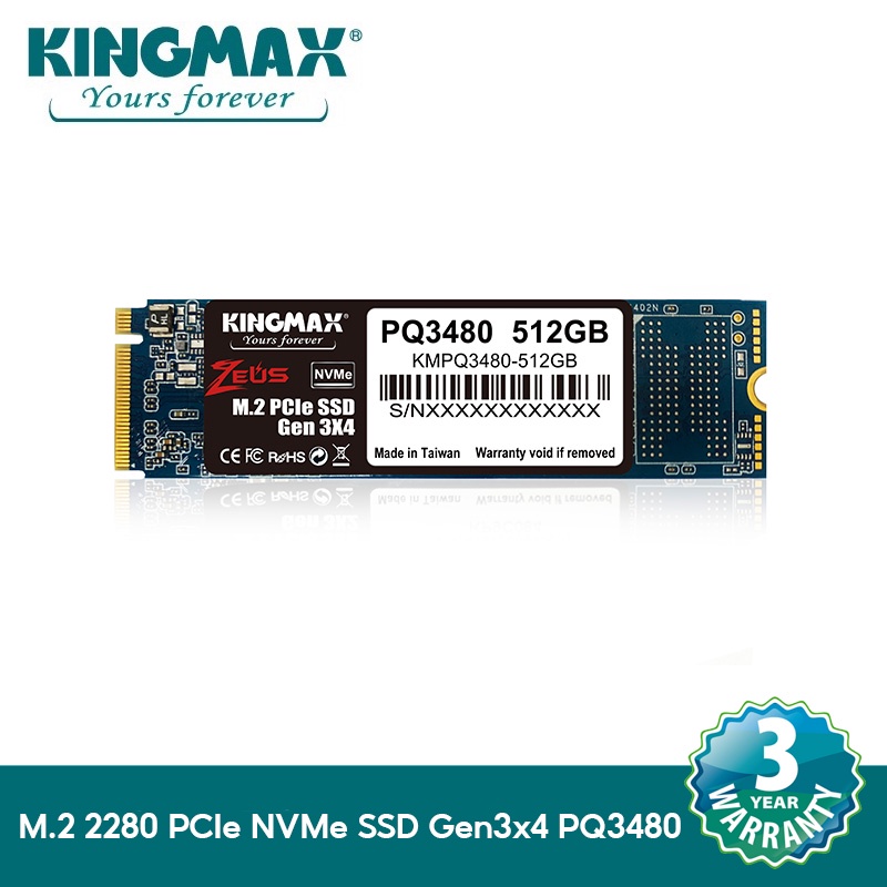 KINGMAX 512GB SSD รุ่น PQ3480 M.2 2280 PCIe NVMe SSD Gen3x4 (2,300