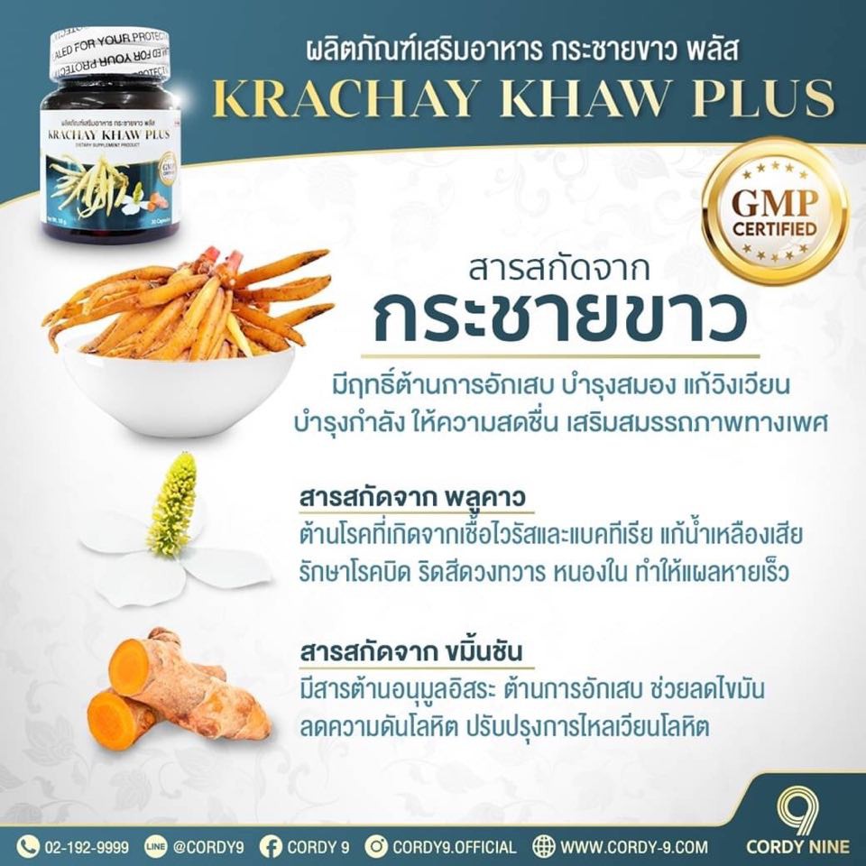 กระชายขาวสกัด-krachay-khaw-plus-สารสกัดจากกระชายขาว-พลูคาว-ขมิ้นชัน-น้ำหนักแคปซูล-600mg-มก-ทานวันละ1เม็ด