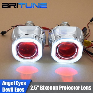 Britune Bi-xenon เลนส์โปรเจคเตอร์ 8.0 Angel Devil Eyes H4 H7 2.5 นิ้ว H1 HID LED อุปกรณ์เสริม สําหรับรถยนต์