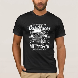 เสื้อยืดผ้าฝ้ายพิมพ์ลาย เสื้อยืดคอกลม แขนสั้น ลาย Cafe Racer Full of Speed สไตล์วินเทจ เรโทร 100% สําหรับผู้ชาย