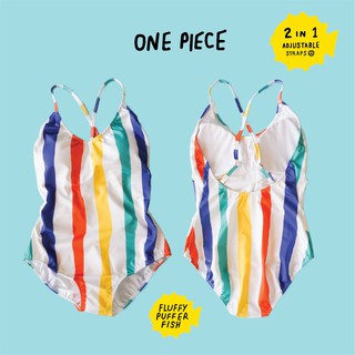 FLUFFY PUFFER FISH - ชุดว่ายน้ำวันพีซ One Piece Swimwear ลาย Stripes