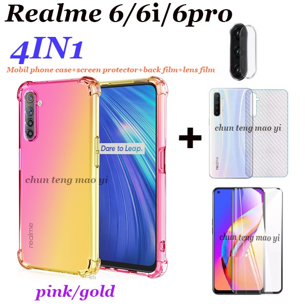 4-in-1-เหมาะสำหรับ-oppo-realme-6-6i-6pro-x7-pro-7-pro-gradient-โทรศัพท์-ฟิล์มกระจกนิรภัยหน้าจอ-คาร์บอนไฟเบอร์สำรอง-เลนส์กล้องฟิล์มกันรอย