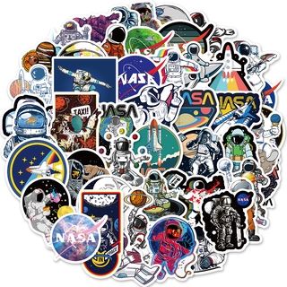 NASA สติ๊กเกอร์พีวีซีกันน้ําลายการ์ตูนกราฟฟิตี้นักบินอวกาศ 50 ชิ้น