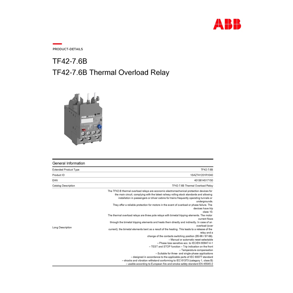 abb-tf42-7-6-thermal-overload-relay