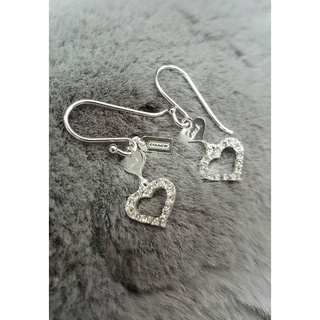 (100% AUTHENTIC NEW ของแท้ของใหม่ 100%) ต่างหู COACH Double Heart Script Earring Sterling Silver เงินแท้