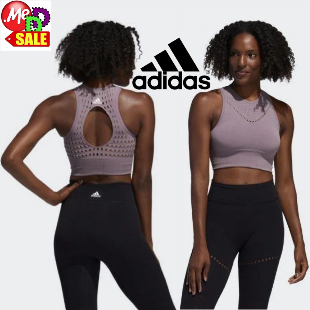 Adidas - ใหม่ เสื้อครอปแขนกุดใส่ออกกำลังกาย ADIDAS WARP KNIT SEAMLESS CROP  TOP FI9059 FI9060 HYBRID CROP TOP EA2185 | Shopee Thailand