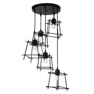 โคมไฟช่อ ไฟช่อ CST 9191-5 MODERN โลหะ สีดำ 5 หัว โคมไฟภายใน โคมไฟและหลอดไฟ CLUSTER PENDANT LAMP CST 9191-5 METAL BLACK M