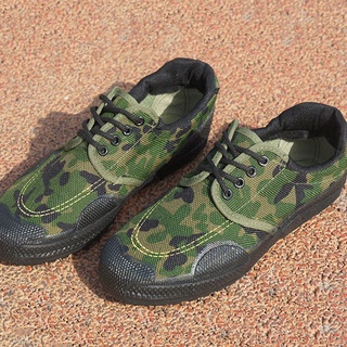 สินค้า QiaoYiLuo รองเท้าทำงานผู้ชายลายพรางปลดปล่อยผ้าใบใหม่กันลื่นรองเท้าทำงานพื้นยาง