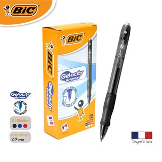 [Official Store] BIC บิ๊ก ปากกา Gel-ocity Original Clic ปากกาเจล เเบบกด หมึกดำ หัวปากกา 0.7 mm. จำนวน 12 ด้าม