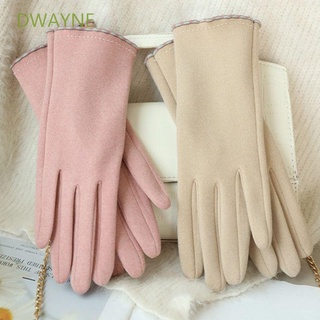 DWAYNE Soft Korean Style Mittens Warm Touch Screen Gloves Women  Gloves Windproof Cycling Plus Fleece Solid Color Point Finger Autumn And Winter De velvet/Multicolor
