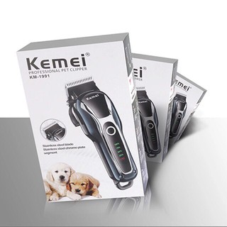 Kemei KM-1991 ปัตตาเลี่ยนตัดขนสุนัขไร้สาย อัจฉริยะ ชาร์จได้ เสียงเงียบ ปัตตาเลี่ยนตัดขนหมา ที่ตัดขนสุนัข