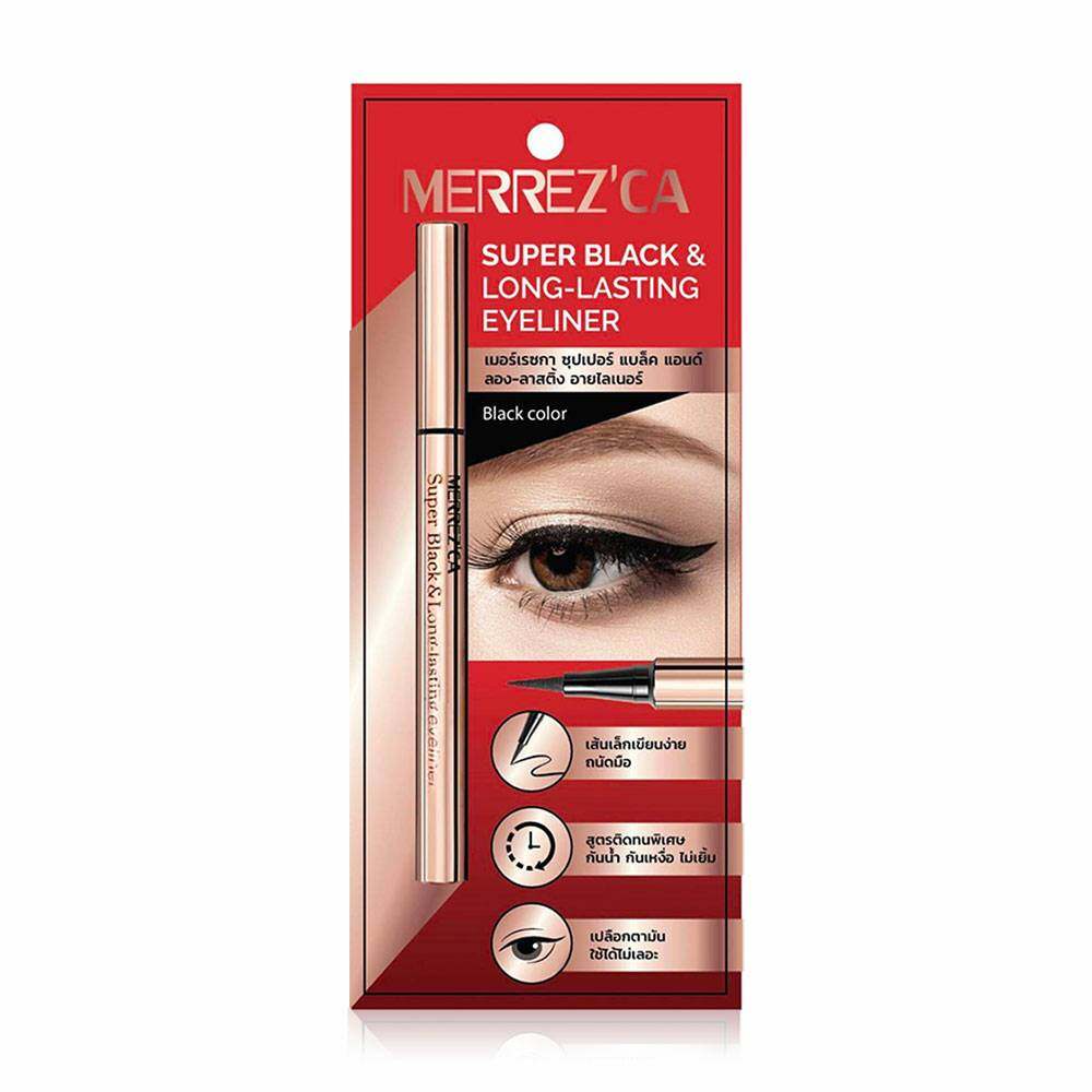 merrezca-super-black-and-long-lasting-eyeliner-0-8g-อายไลเนอร์-หัวเมจิกเส้นเรียวเล็ก