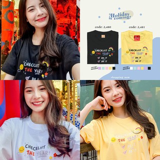 Live242# เสื้อคัตตอล มีหลายสี “Checklist” สไตล์เกาหลี Dream Big Tshirt โอเวอร์ไซน์ สาวอวบใส่ได้ พร้อมส่ง คอกลม ผ้านุ่ม