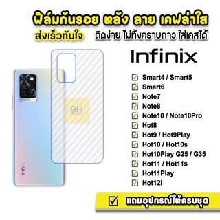 🔥 ฟิล์มกันรอย ฟิล์มหลัง เคฟล่า รุ่น infinix smart5 smart6 note8 note10pro hot8 hot9 hot10 play hot11 hot12i ฟิล์มinfinix