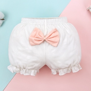 ผ้าฝ้ายทารกแรกเกิดเด็กทารกรูปแบบกางเกงขาสั้นเด็กเด็กสาวกางเกงน่ารักกุทัณฑ์กางเกงผ้าอ้อมสี่มุม0-4Y (สีขาว)