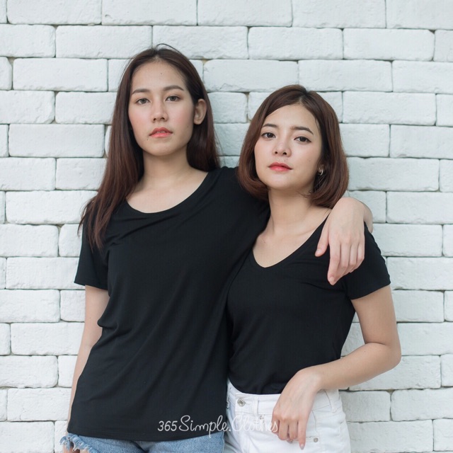 basic-u-i-basic-v-black-เสื้อยืดสีพื้นผ้านิ่มมาก-ผ้านำเข้าเกรดพรีเมียม-ซักแล้วสะบัด-ไม่ยับ-ไม่ต้องรีด