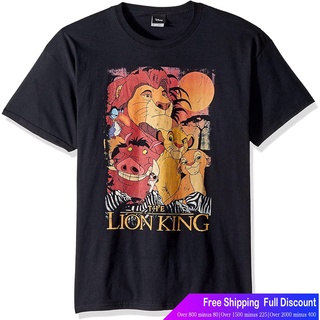 เสื้อยืดคอกลมเสื้อยืดผ้าฝ้ายพิมพ์ลายดิสนีย์เสือยืดผู้ชาย เสื้อบอดี้โ Disney Mens Lion King Group Poster Graphic T-Shirt
