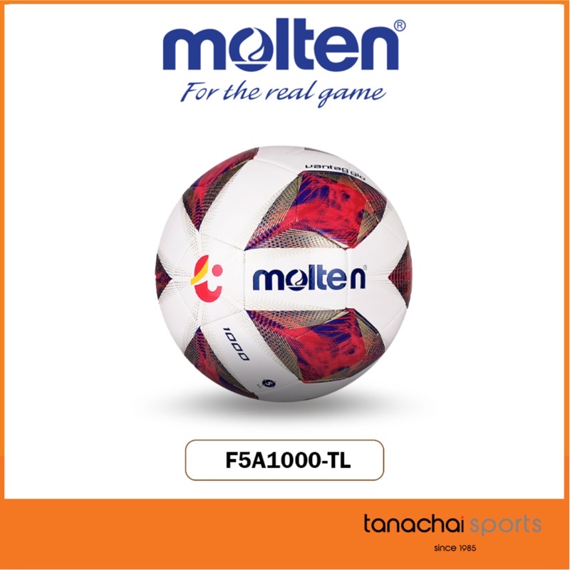 ภาพหน้าปกสินค้าMOLTEN F5A1000-TL1 ลูกฟุตบอลหนังเย็บ ลายใหม่ Thai League 2021 เบอร์ 5 (แถมฟรี เข็มสูบ และ ตาข่าย)