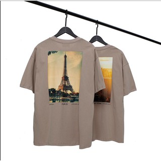 เสื้อยืดแขนสั้นพิมพ์ลาย Fear Of God Paris Eiffel Tower แฟชั่นสตรี