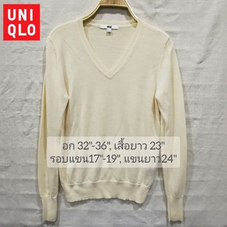 💛สเวตเตอร์​ UNIQLO​ (อก32-36) สีเหลืองอ่อนละมุน​ size S