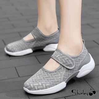 🍒Shirley ระบายอากาศสตรีลำลองลิ่มรองเท้าผ้าใบรองเท้าส้นเตี้ยโลฟเฟอร์ 35-42
