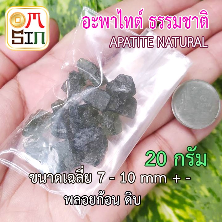 omsin-20-กรัม-เศษพลอย-อะพาไทต์-สีเขียวแก่-เฉลี่ย-7-10-มิล-พลอยดิบ-green-apatite-ดิบธรรมชาติแท้-100