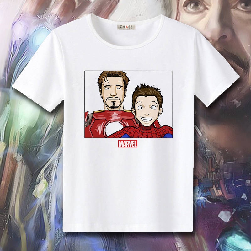 เสื้อยืดเด็ก-marvel-avengers-4-เสื้อผ้า-t-shirts-iron-man-beauty-team-thor-q-เวอร์ชั่นชายและหญิงหลวมสั้น-ชุดเสื้อผ