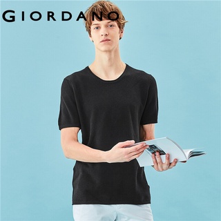 Giordano Men เสื้อสเว็ตเตอร์ แขนสั้น ผ้าฝ้ายใยผสม Free Shipping 01057311