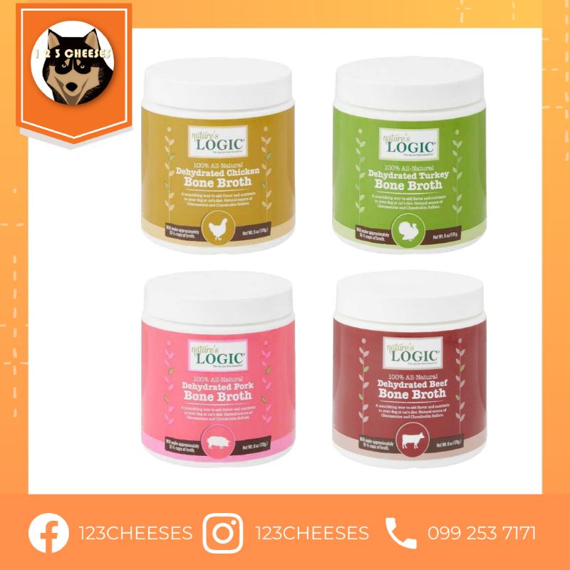 พร้อมส่ง-nature-s-logic-dehydrated-bone-broth-powder-สำหรับสุนัข-และ-แมว-ชนิดผง-170-กรัม-รสไก่-หมู-ไก่งวง-วัว