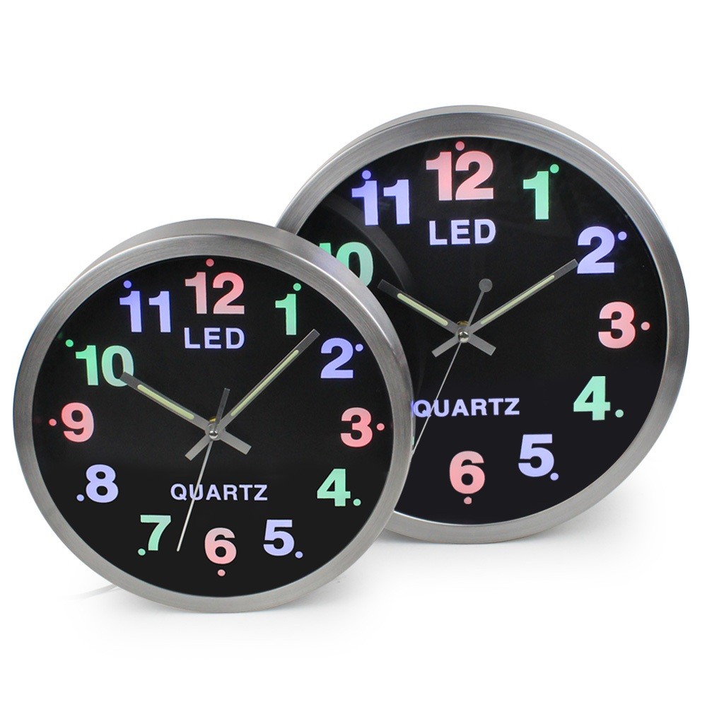 910นาฬิกาติดผนัง Quartz LED CLOCK เรืองแสงได้แม้ในที่มืด ขนาด 25 CM ...