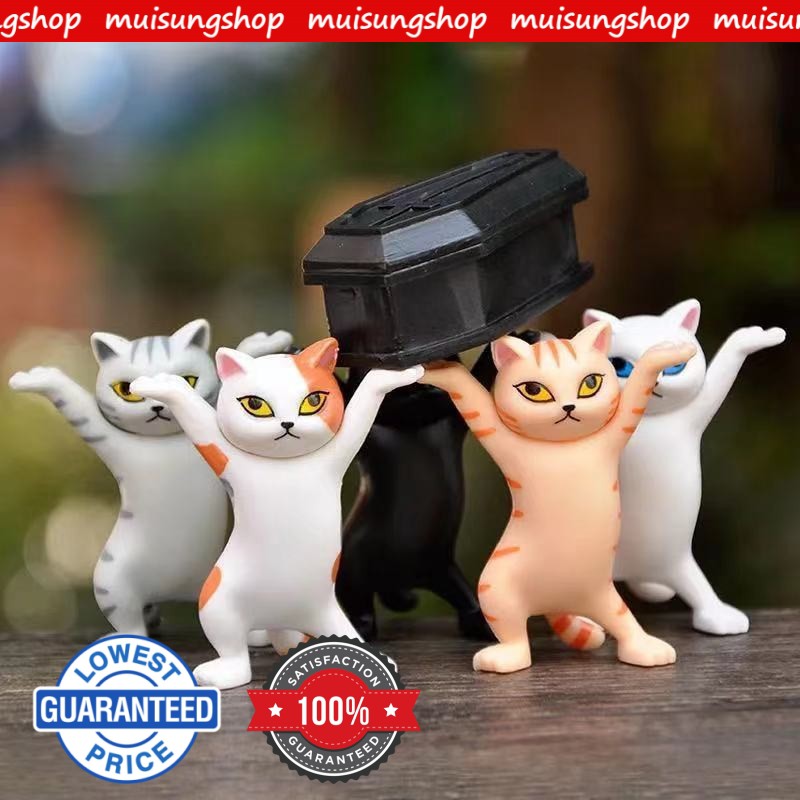 ภาพหน้าปกสินค้าMUISUNGSHOP  โมเดลแมว น้องแมวกาชาปอง แมวชูมือ สุดฮิต แบกของได้ ตั้งโชว์ได้