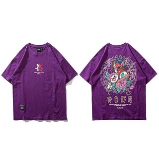 ju 2019 เสื้อยืดสตรีทแวร์ผู้ชาย Good And Evil พิมพ์ลายเสื้อยืดฮิปฮอปตัวอักษรจีน Harajuku Tshirt B3s