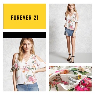 ⭐️🌈พร้อมส่ง‼️🌸 Forever 21 ❤️เสื้อชีฟองเว้าไหล่❤️