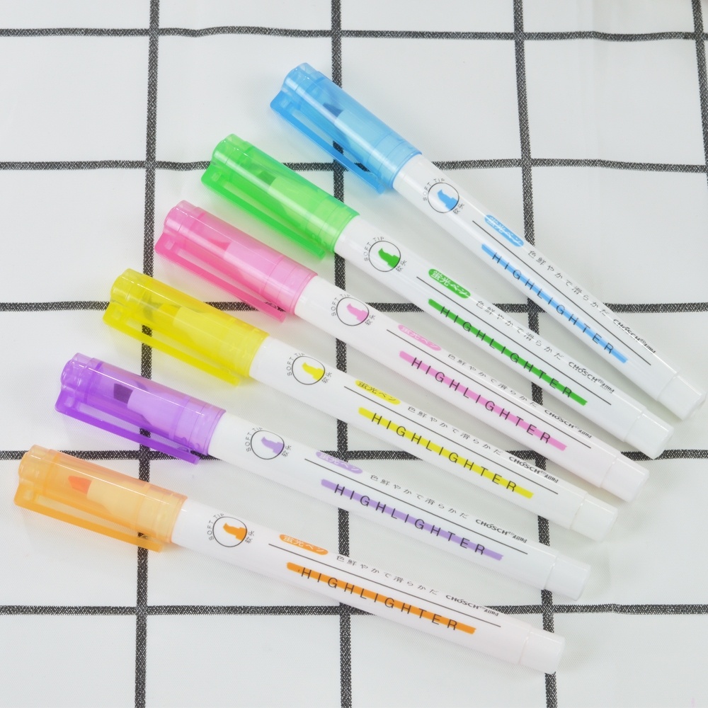 chosch-h754-highlighter-soft-tip-ไฮไลท์เน้นข้อความ-ปลายหัวนุ่ม-แพ็ค-6-ด้าม-เครื่องเขียน-ปากกาเน้นข้อความ-ไฮไลท์-school