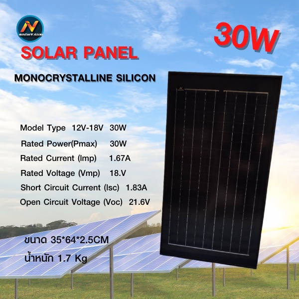 ภาพหน้าปกสินค้าแผงโซล่าเซลล์ Mono 18V30W-18V20W-18V12W แผงMonocrystalline Silicon Solar Cells Solar Panel สำหรับชาร์จแบตเตอรี่ จากร้าน solarledmarket บน Shopee