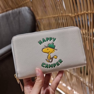 COACH C4604 COACH x PEANUTS MEDIUM ID ZIP WALLET IN SIGNATURE CANVAS WITH WOODSTOCKK