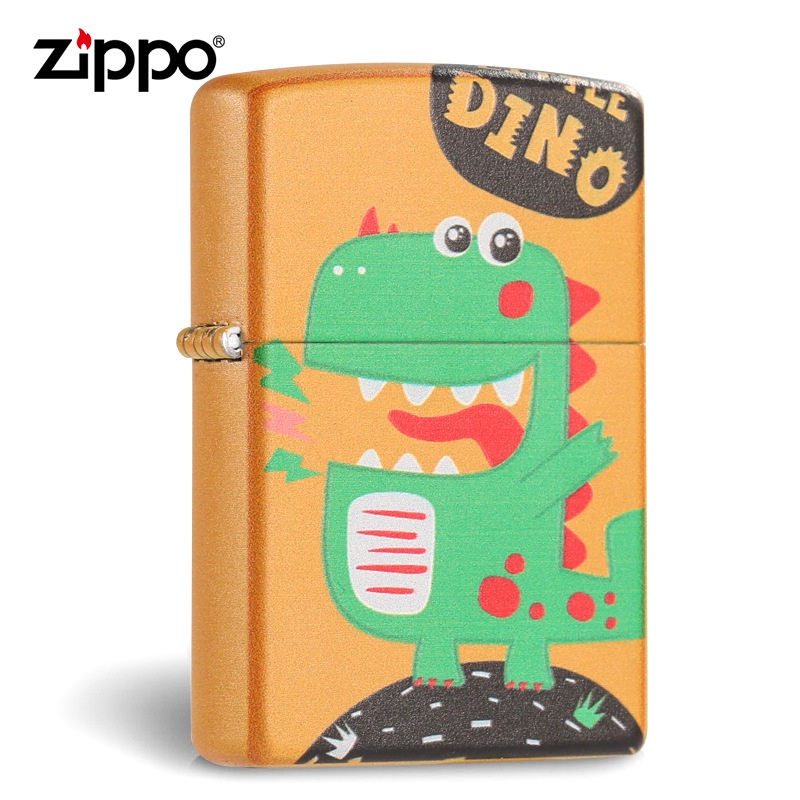 zippo-zippo-ของแท้-zippo-zippo-ไฟแช็กของแท้จากอเมริกาส่วนบุคคลขนาดเล็กสีไดโนเสาร์-series-น้ำมันก๊าด-windproof-ไฟแช็ก