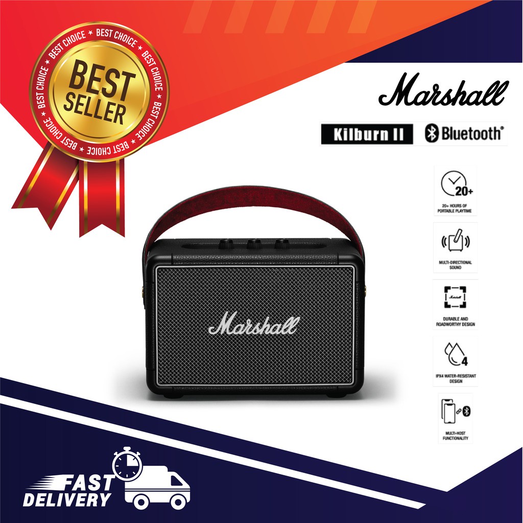 ภาพหน้าปกสินค้าMarshall Kilburn II Black - marshall ลำโพงบลูทูธ มาร์แชล Kilburn II ลำโพง รุ่นที่2 ลำโพงบลูทูธเบสหนัก พก ลำโพงคอมพิวเตอ