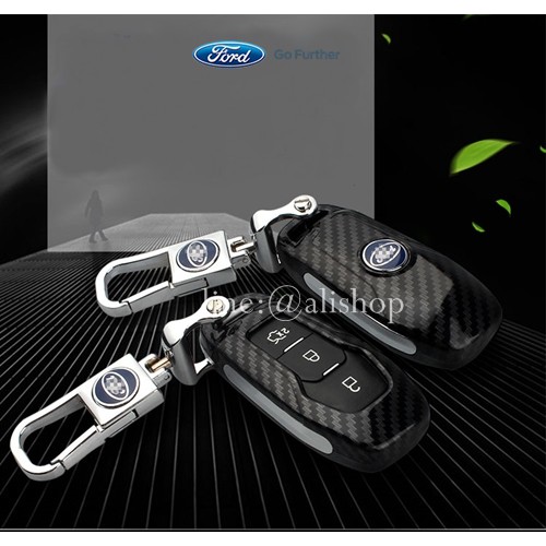 กรอบ-เคส-ใส่กุญแจรีโมทรถยนต์-all-new-ford-mustang-smart-key-ลายเคฟล่า