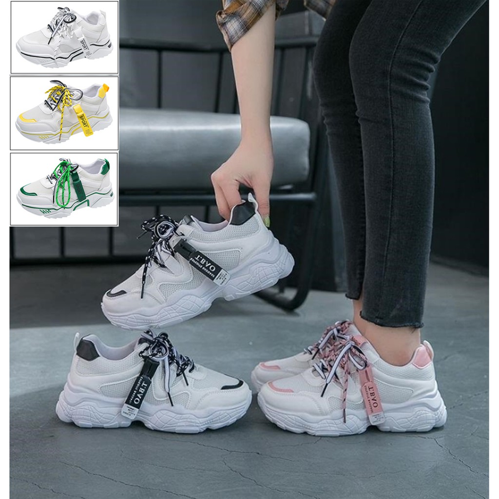 ภาพหน้าปกสินค้าพร้อมส่งภายใน 24 ชม. รองเท้าผ้าใบผู้หญิง สไตล์แฟชั่น เสริมส้น Sport Sneaker FL 0-11 and 5th-06)